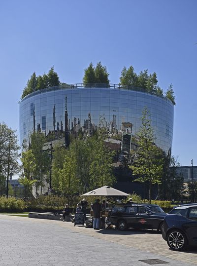 Rotterdam’s bowl-shaped Depot Boijmans Van Beuningen, with its reflective façade and rooftop greenery.